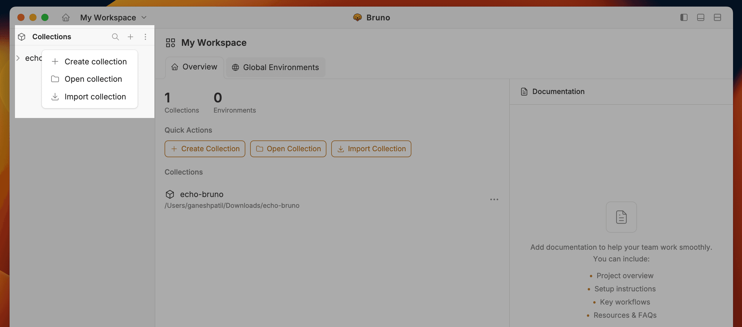 Import from options menu