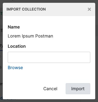 Collection Location dialog