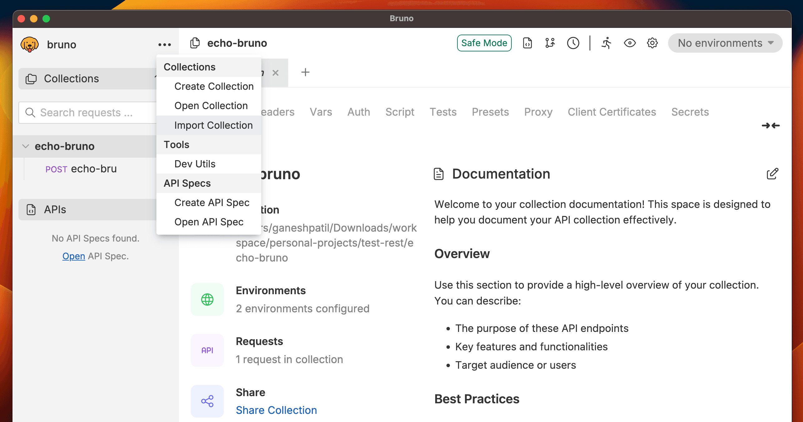 Import Collection Menu